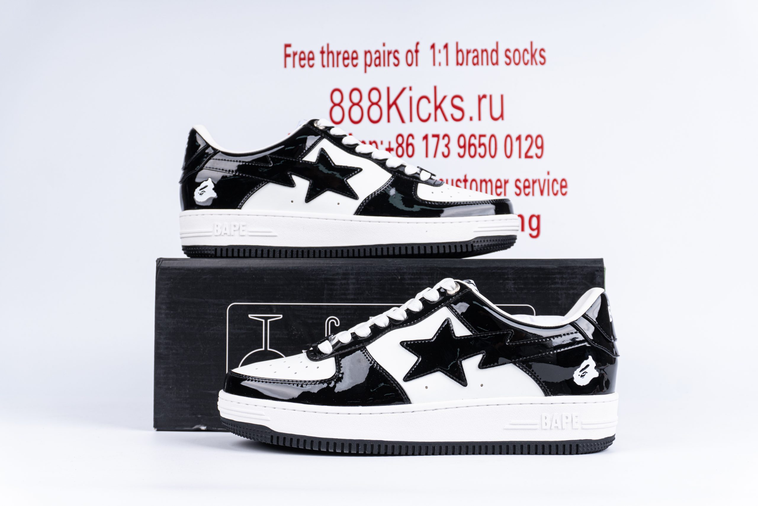 A Bathing Ape Bape Sta Patent Leather Black White