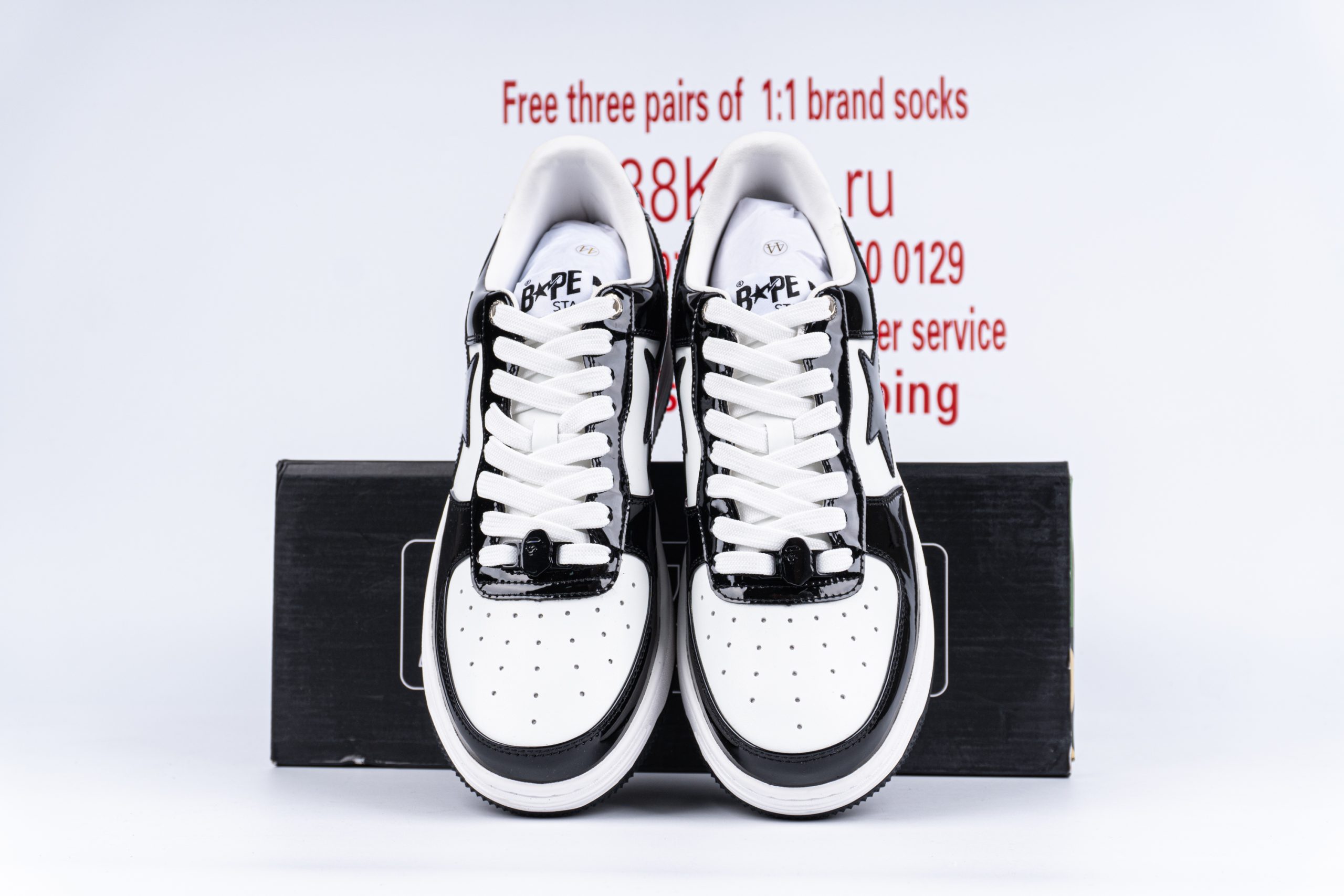 A Bathing Ape Bape Sta Patent Leather Black White
