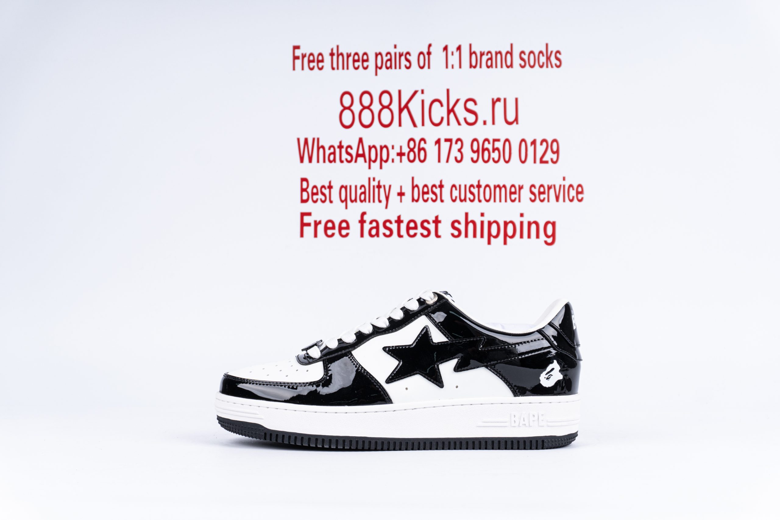 A Bathing Ape Bape Sta Patent Leather Black White