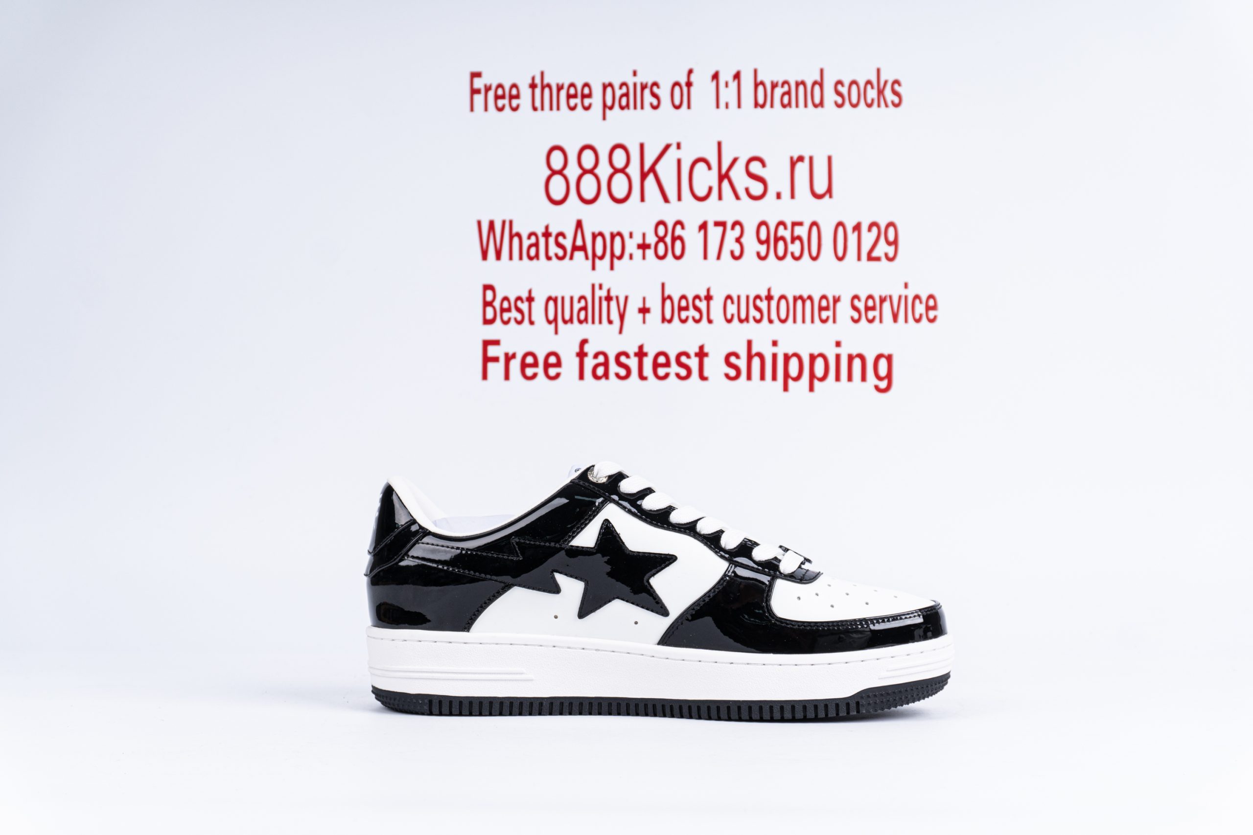 A Bathing Ape Bape Sta Patent Leather Black White