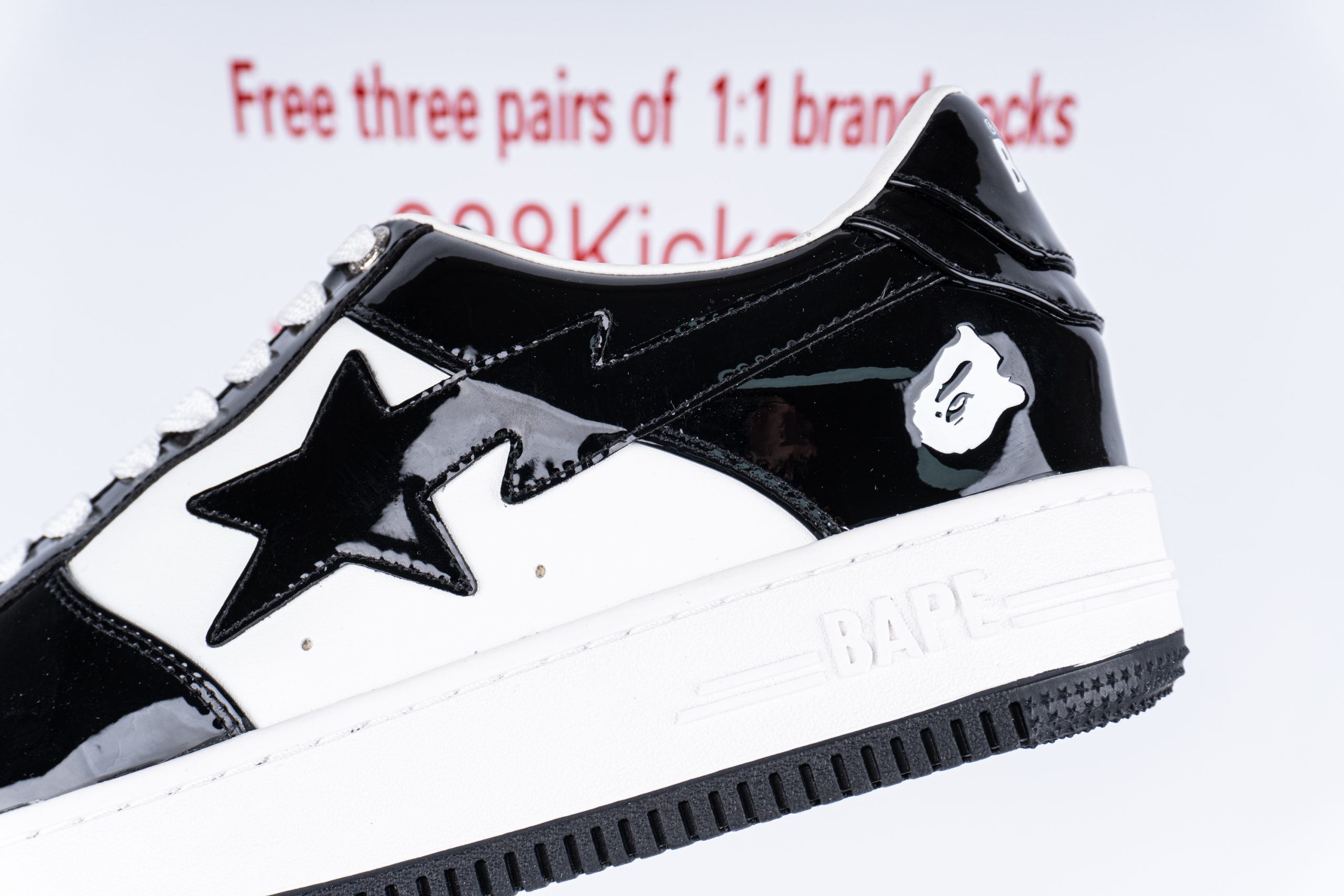 A Bathing Ape Bape Sta Patent Leather Black White