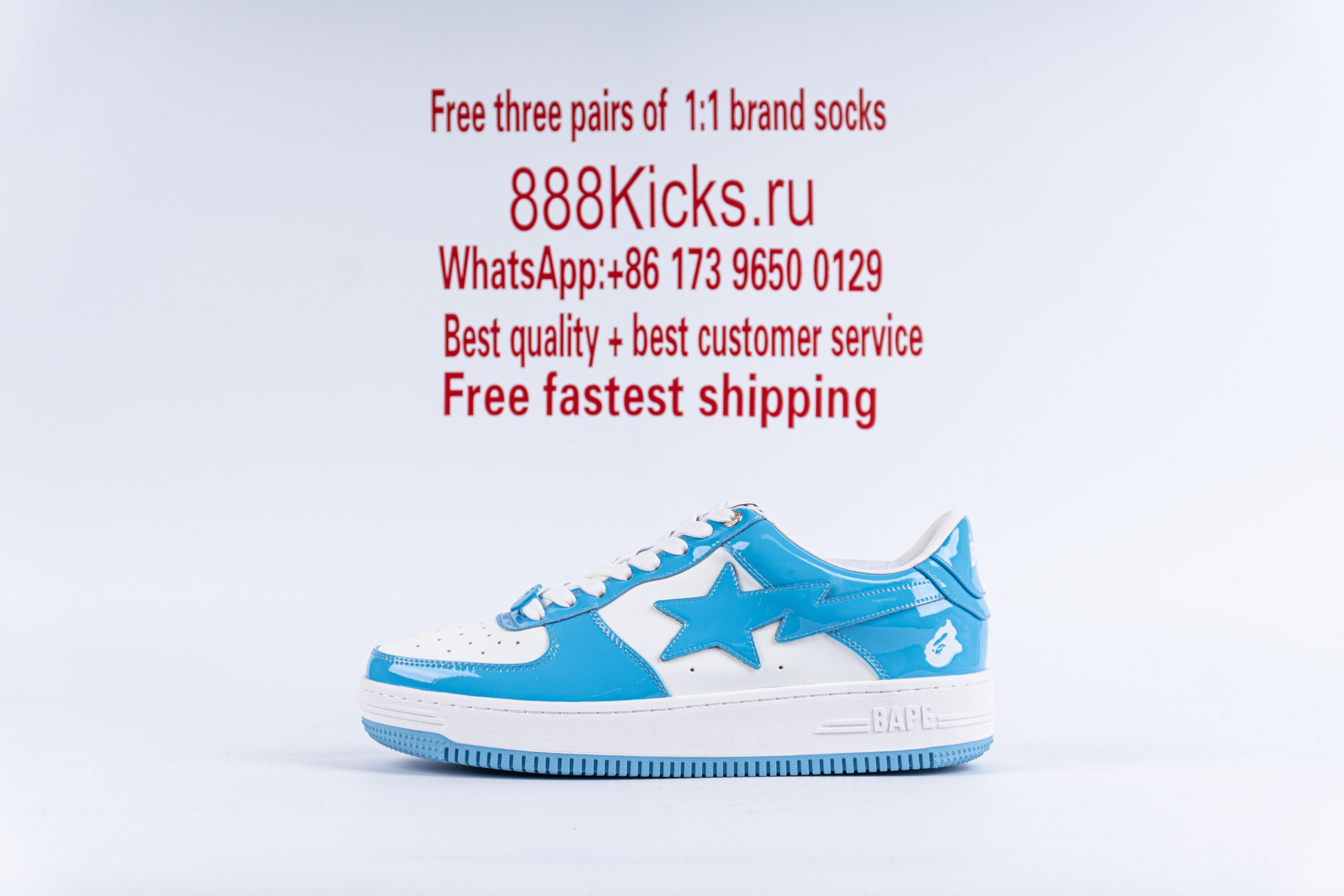 A Bathing Ape Bape Sta Patent Leather Blue White