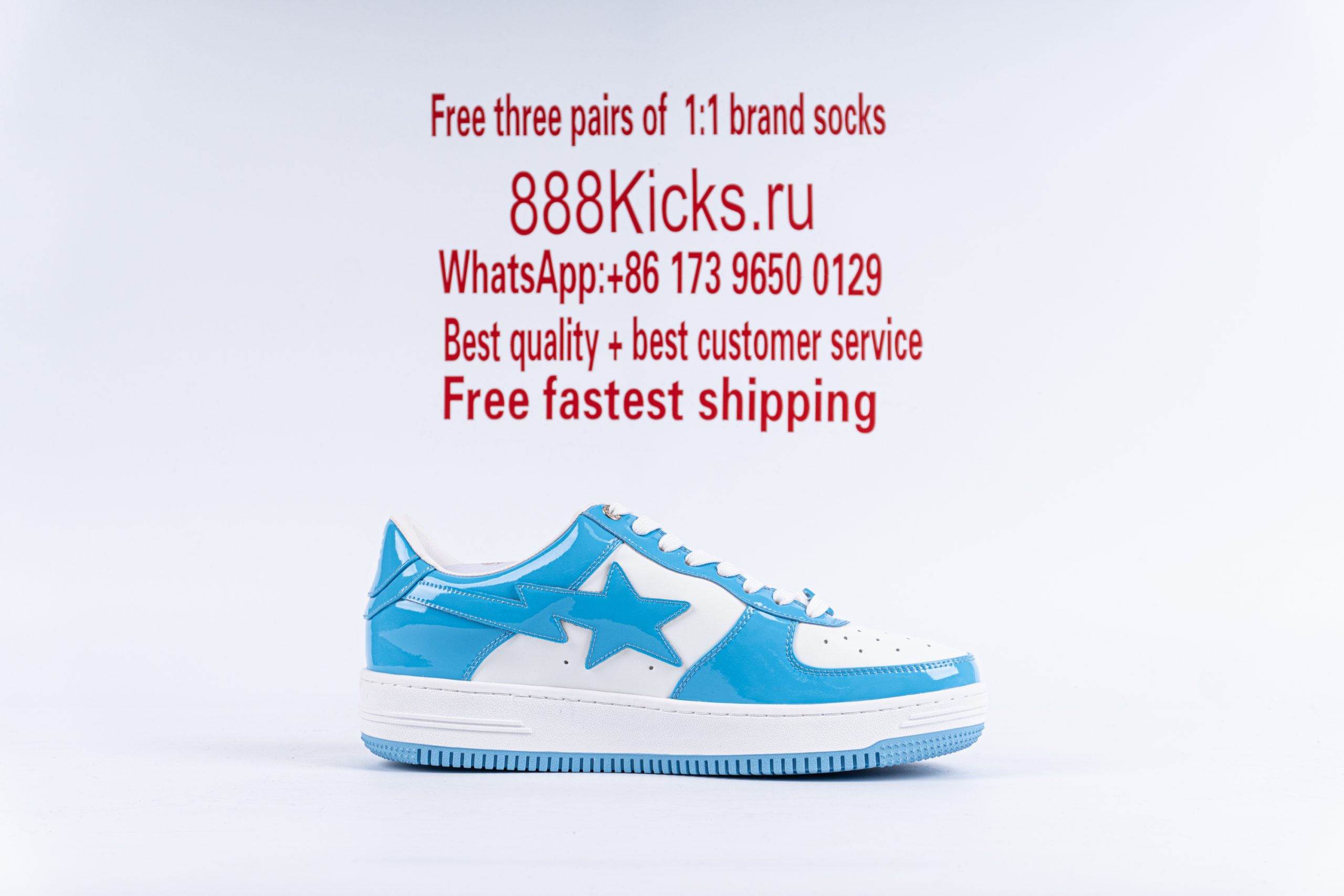 A Bathing Ape Bape Sta Patent Leather Blue White