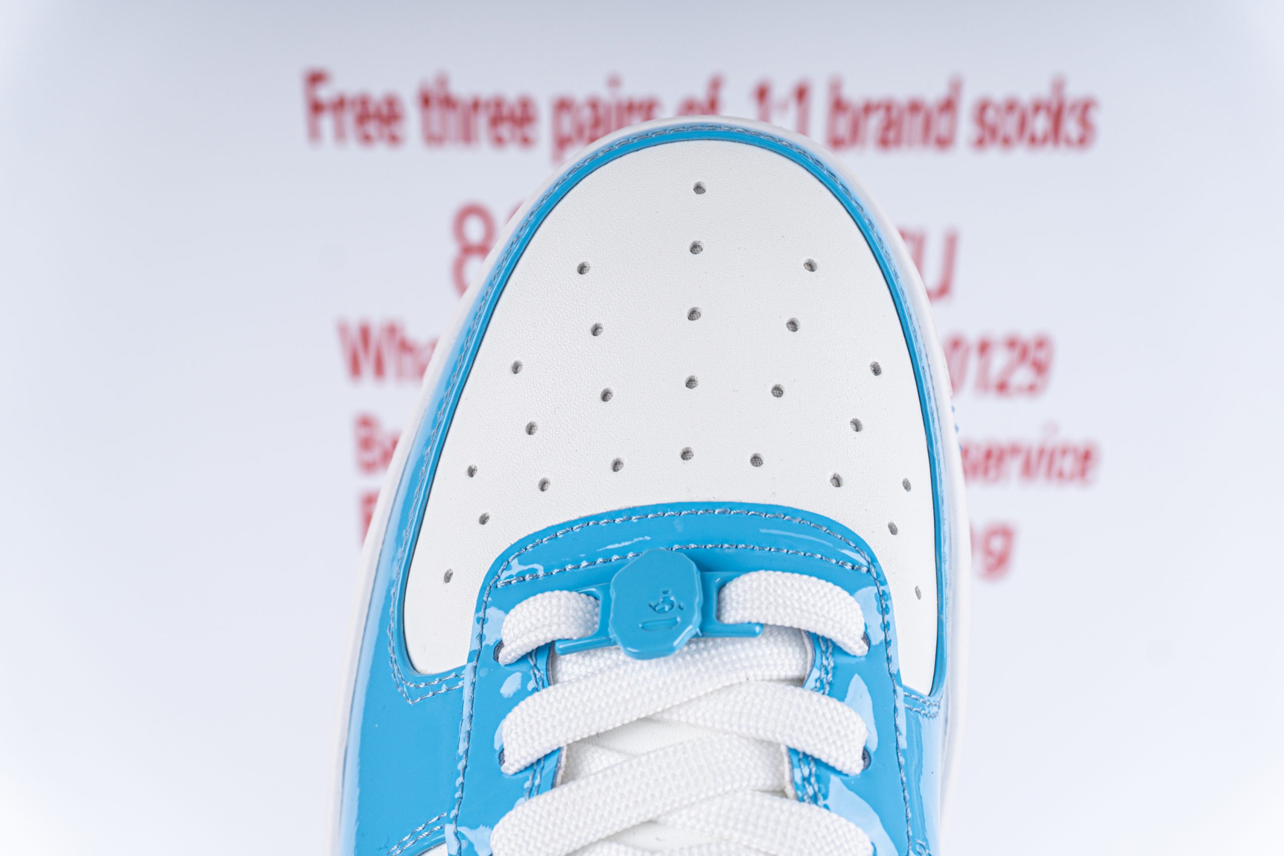 A Bathing Ape Bape Sta Patent Leather Blue White