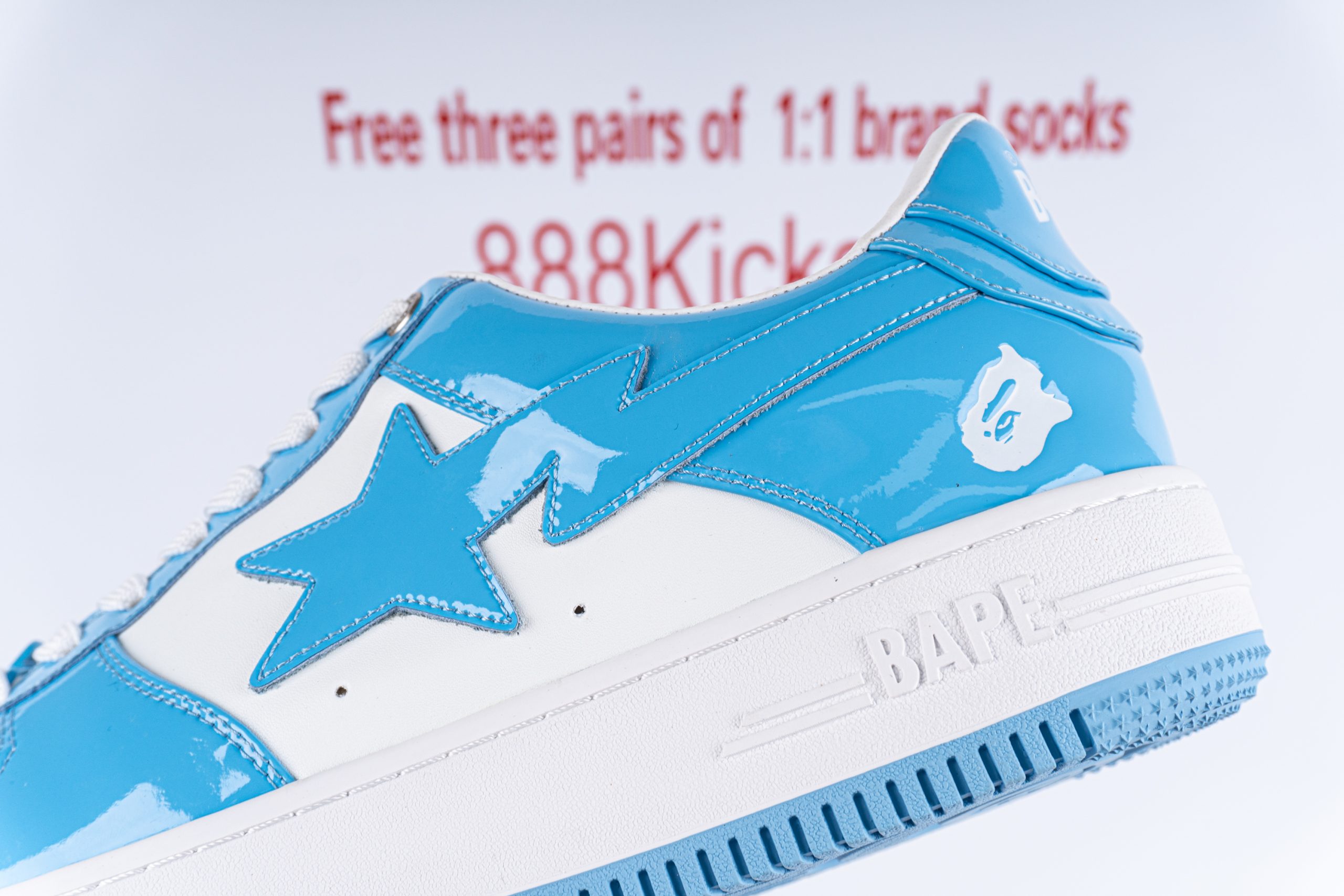 A Bathing Ape Bape Sta Patent Leather Blue White