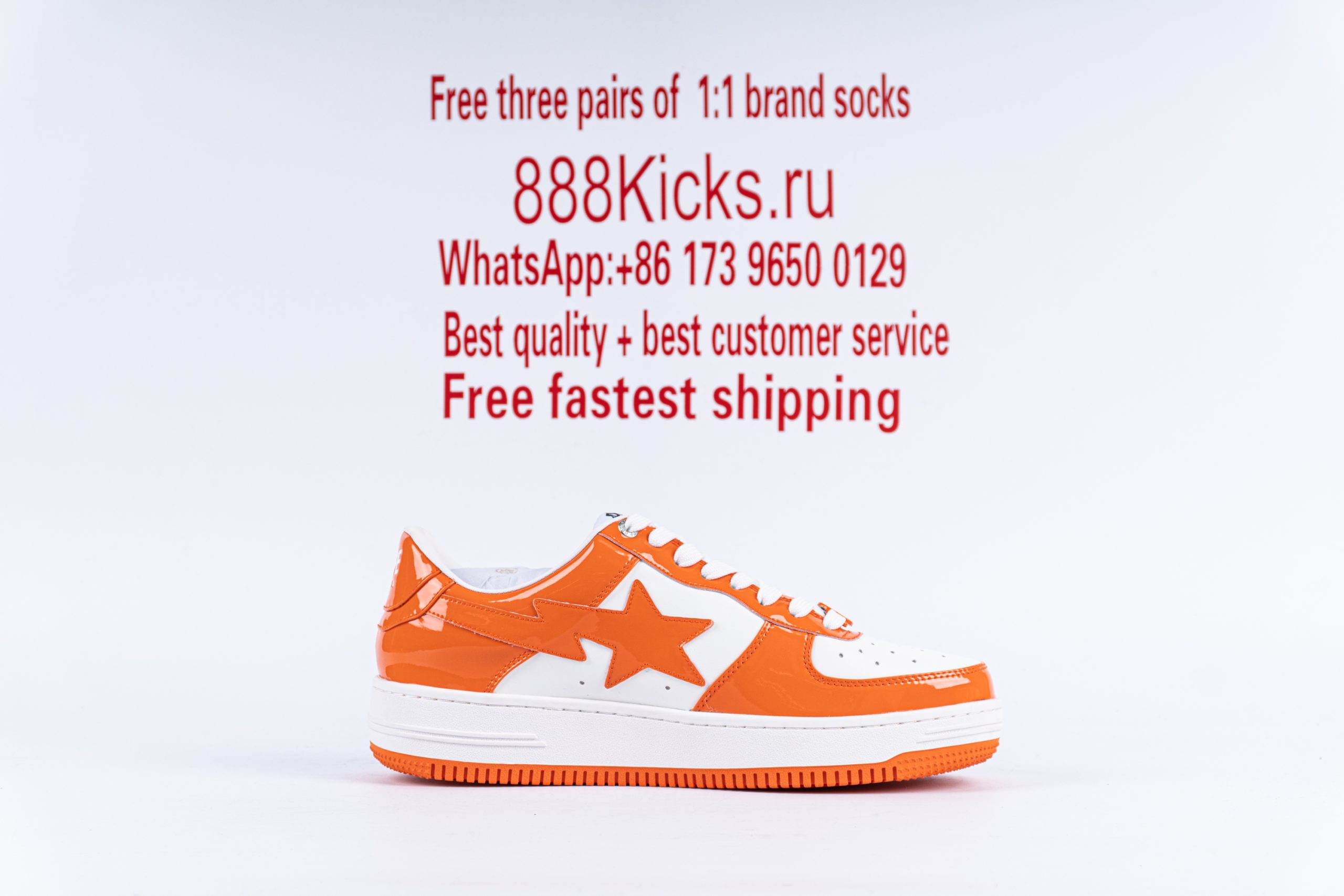 A Bathing Ape Bape Sta Patent Leather Orange White