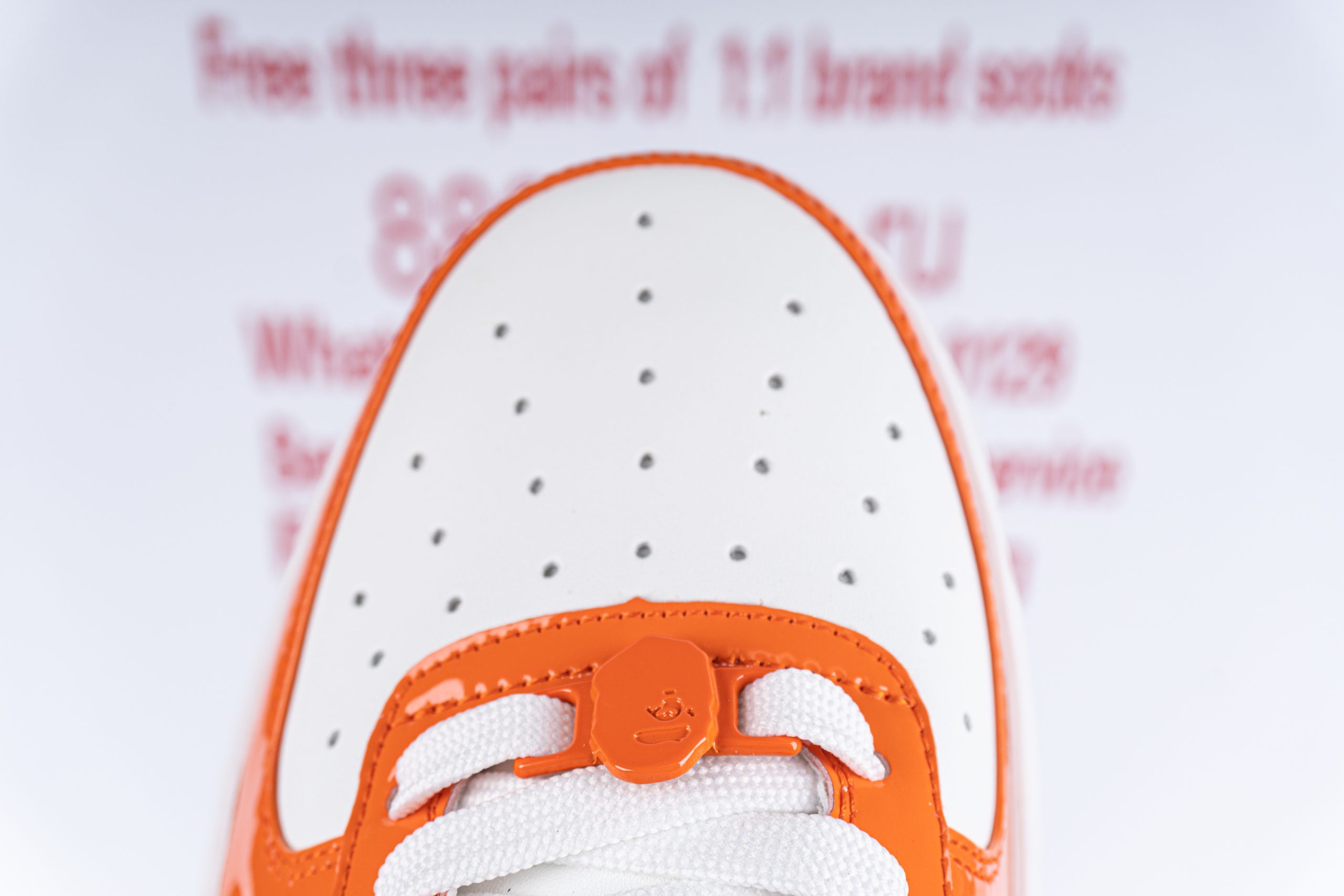 A Bathing Ape Bape Sta Patent Leather Orange White