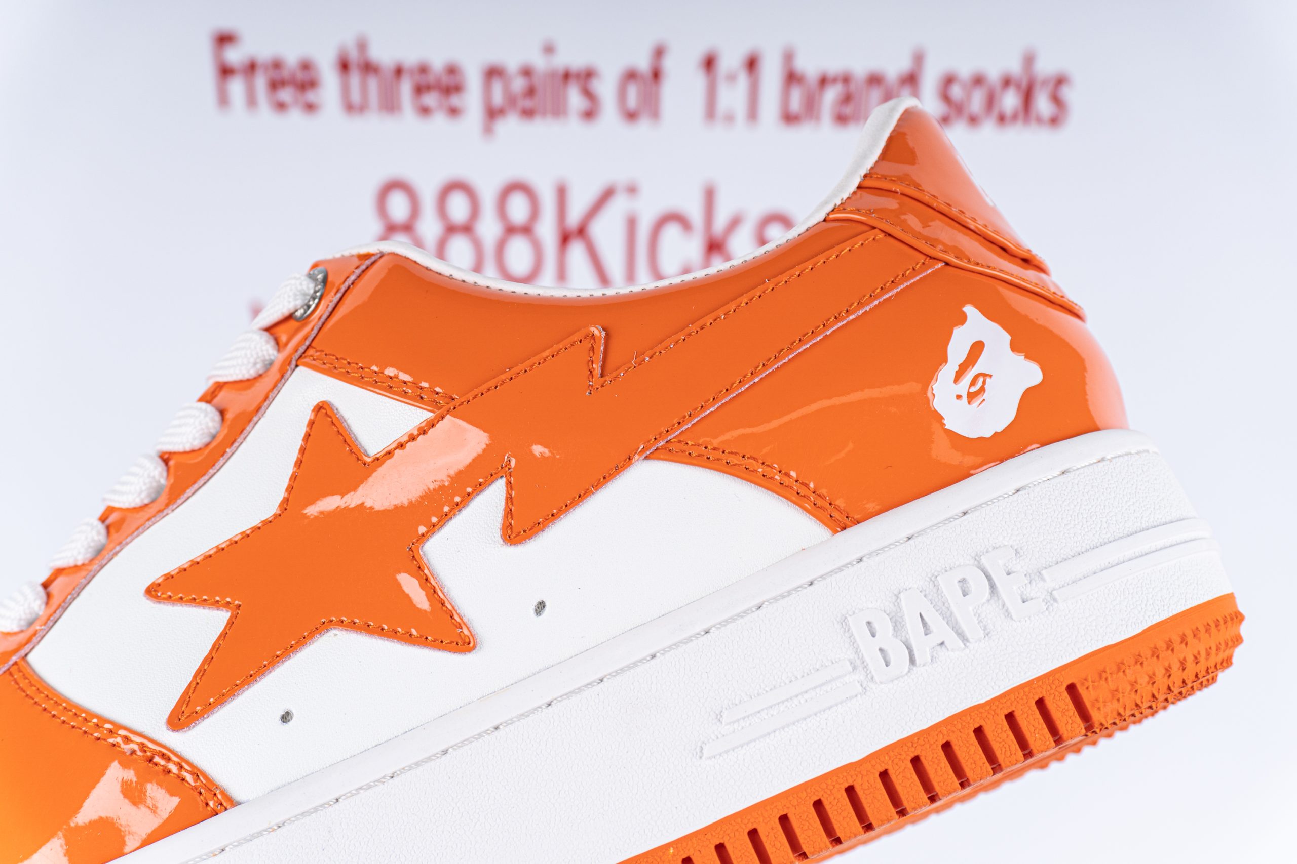 A Bathing Ape Bape Sta Patent Leather Orange White