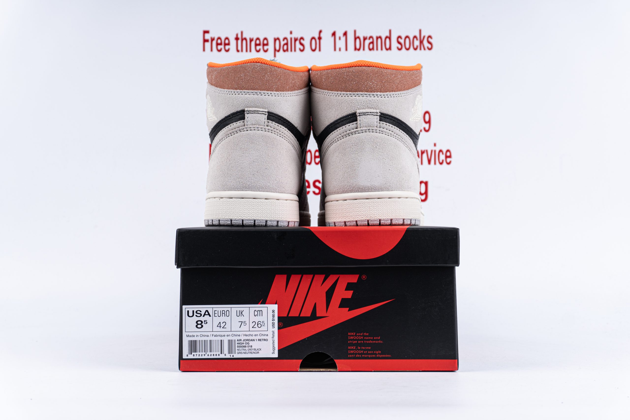 Jordan 1 Retro High Neutral Grey Hyper Crimson
