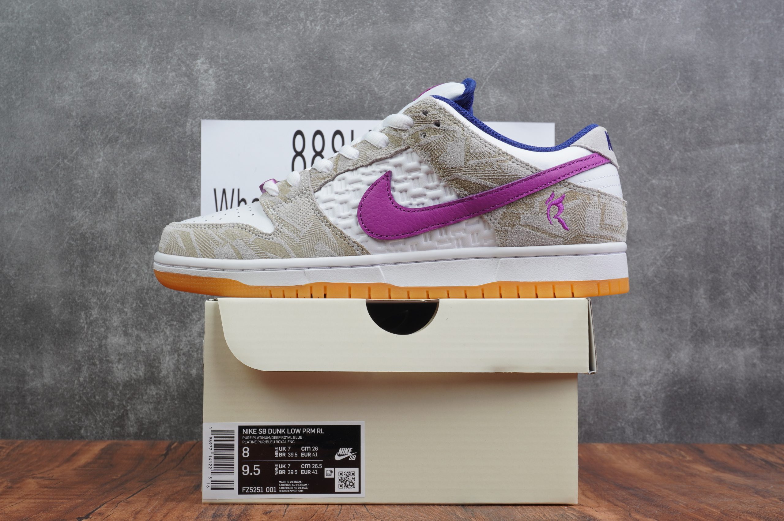 Rayssa Leal x Nike SB Dunk Low Pure Platinum and Vivid Purple